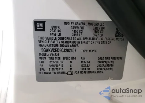 2012 Buick Enclave from USA, damaged, VIN 5GAKVCED9CJ202407